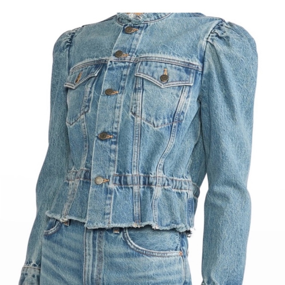 ETICA Remi cropped reconstructed puff sleeve denim jacket S